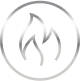 Circled icon with a flame