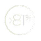 Circled icon with >81% inside